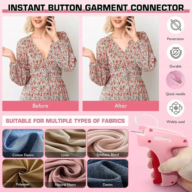 QIAWI™Quick Stitch Clothing Repair Kit – Includes 1000 Stitches & 100 Free Glow Buttons