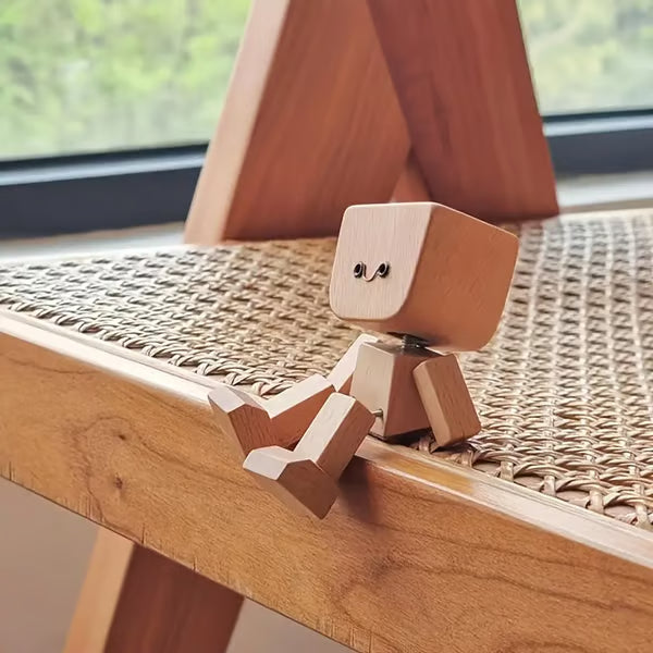 💖Handmade Charming Shaking Wooden Man Figurine with 12PCS Magnetic Expressions