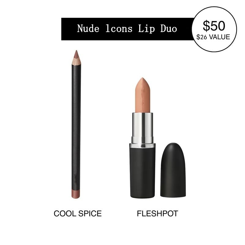 Final 3 Hours: 60%OFF🔥Nude Icons Lip Duo - Lip Pencil + Sleek Satin Lipstick